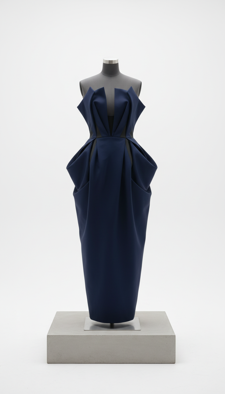 Midnight Blue Sculptural Dress